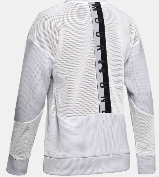 under armour felpa donna move mesh inset crew bianco