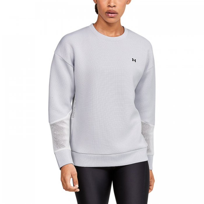 under armour felpa donna move mesh inset crew bianco