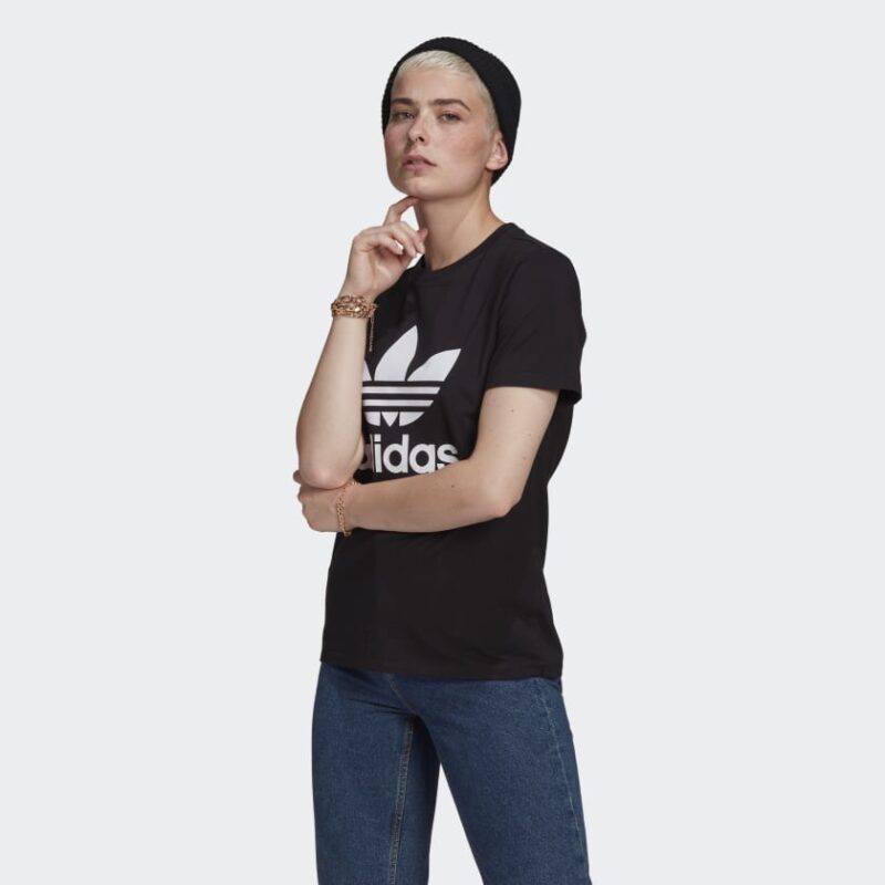 foto frontale della t-shirt trefoil - black di adidas