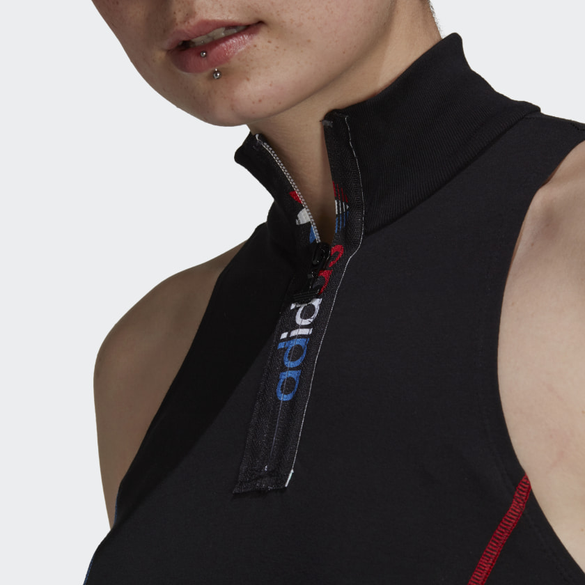 Adidas Top Adicolor Tricolor Half-Zip - Black - immagine 4