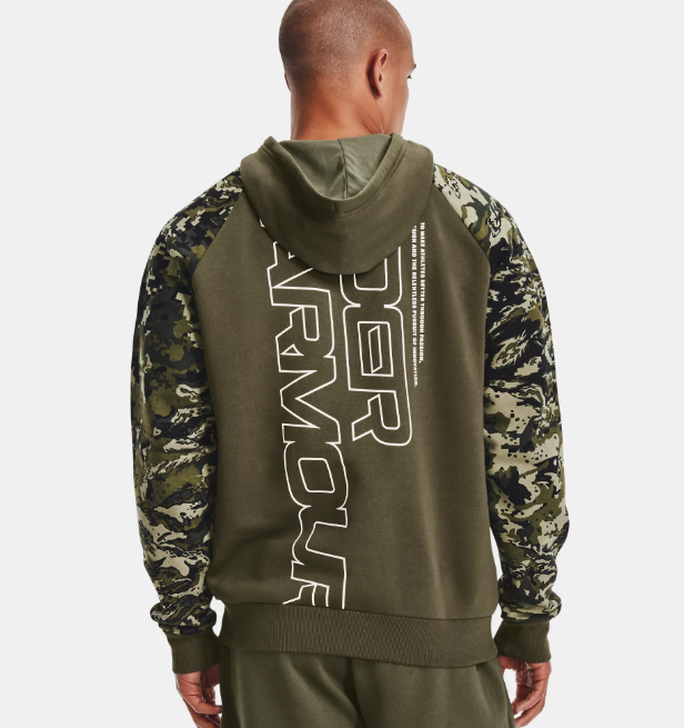 Under Armour felpa camouflage con zip e cappuccio, colore verde