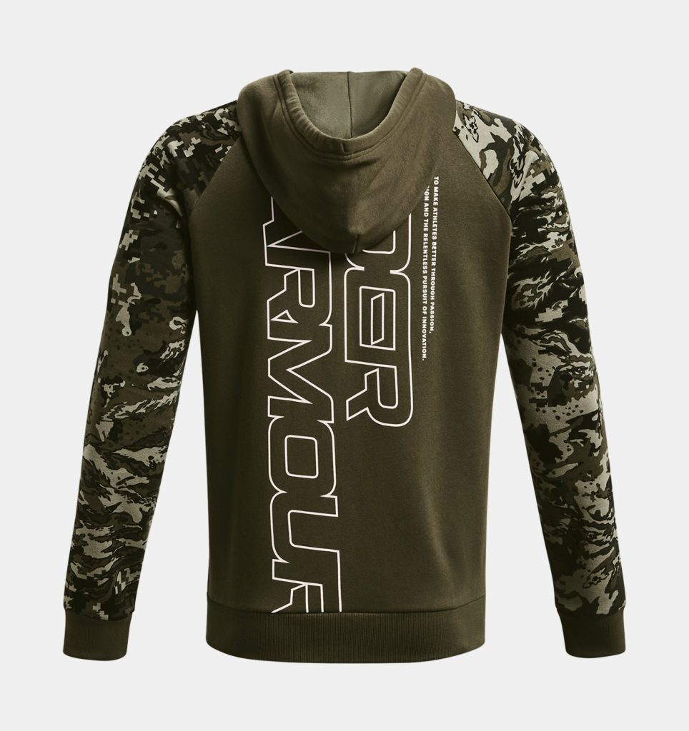 Under Armour felpa camouflage con zip e cappuccio, colore verde