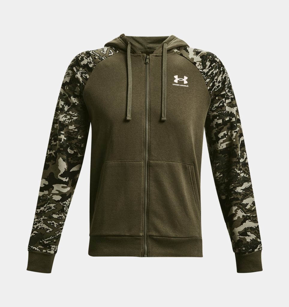 Under Armour felpa camouflage con zip e cappuccio, colore verde