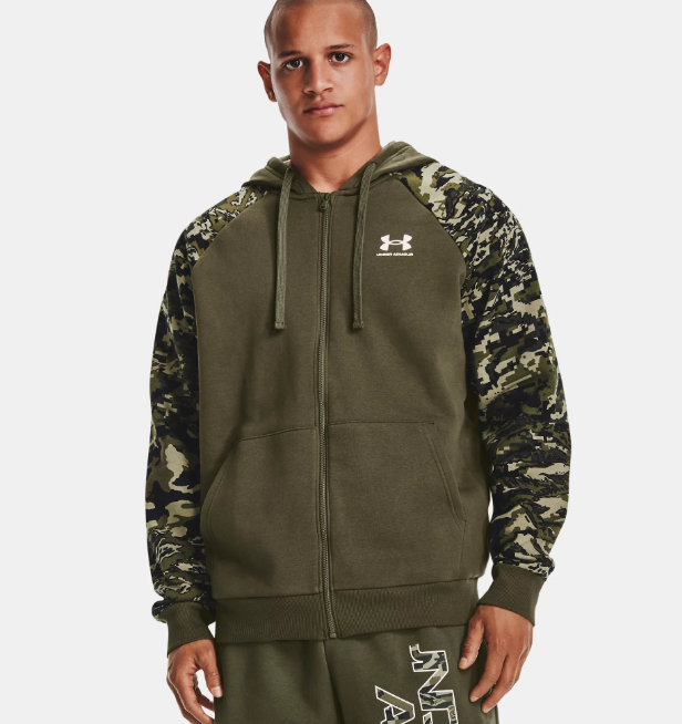 Under Armour felpa camouflage con zip e cappuccio, colore verde