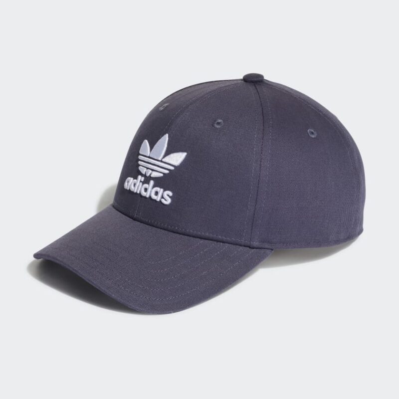 foto laterale del cappello trefoil baseball blu di Adidas
