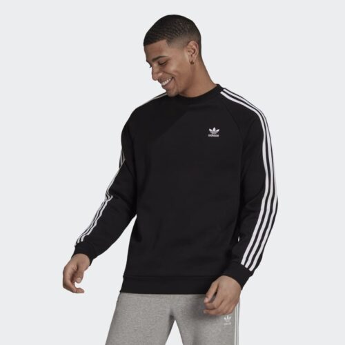 Adidas Felpa 3-Stripes da uomo, colore nero/bianco