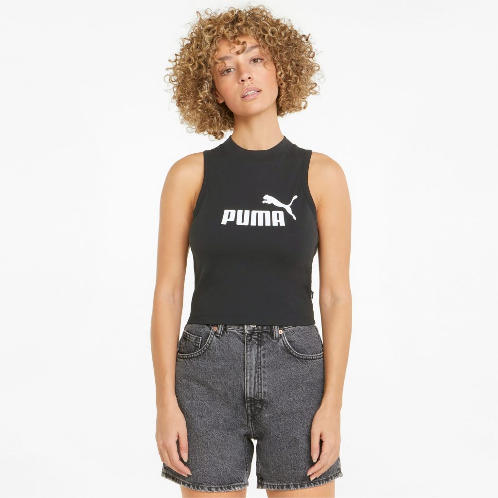 Puma Ess High Neck Tank Blank - Black/White