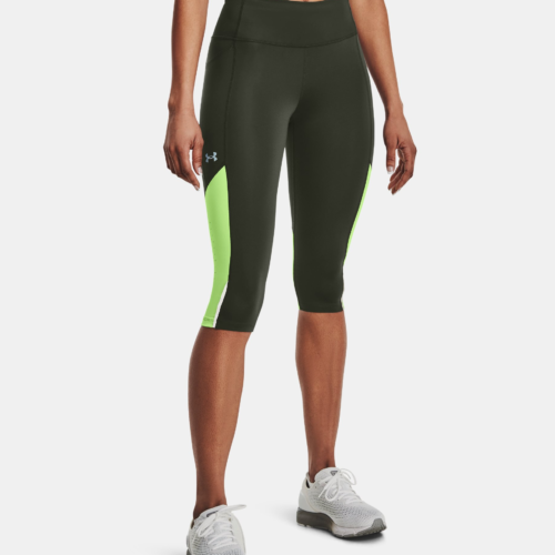 leggings nero verde under armour donna per running