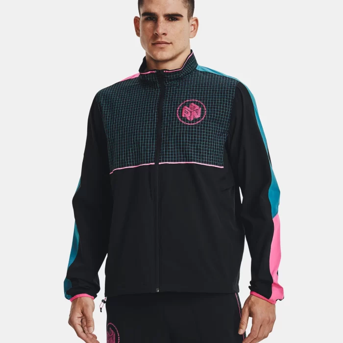 under armour giacca uomo anywhere storm nero rosa elettro