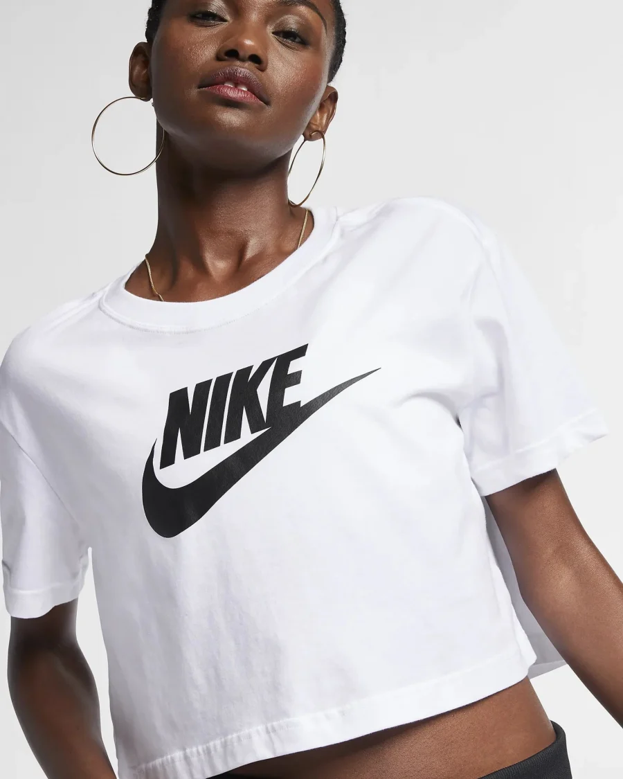 t-shirt cropped nike donna bianco nero