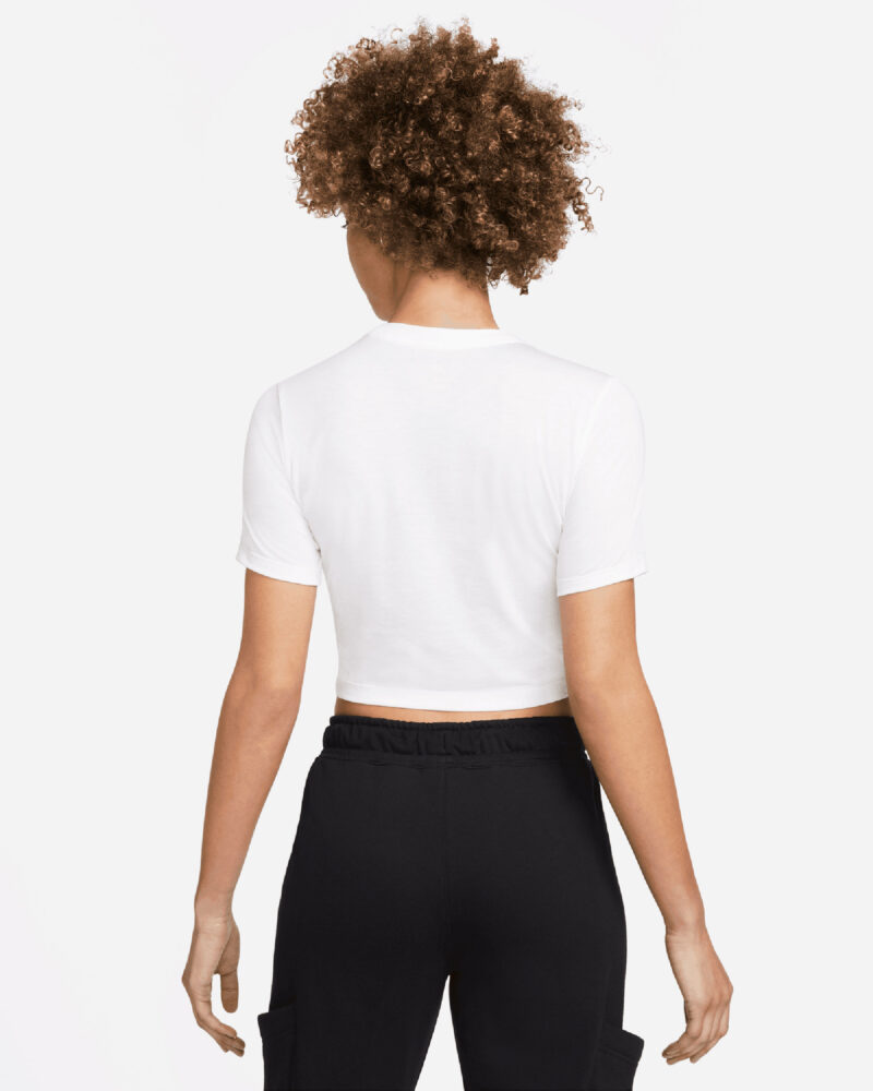 nike air slim t-shirt cropped top bianco con logo centrale