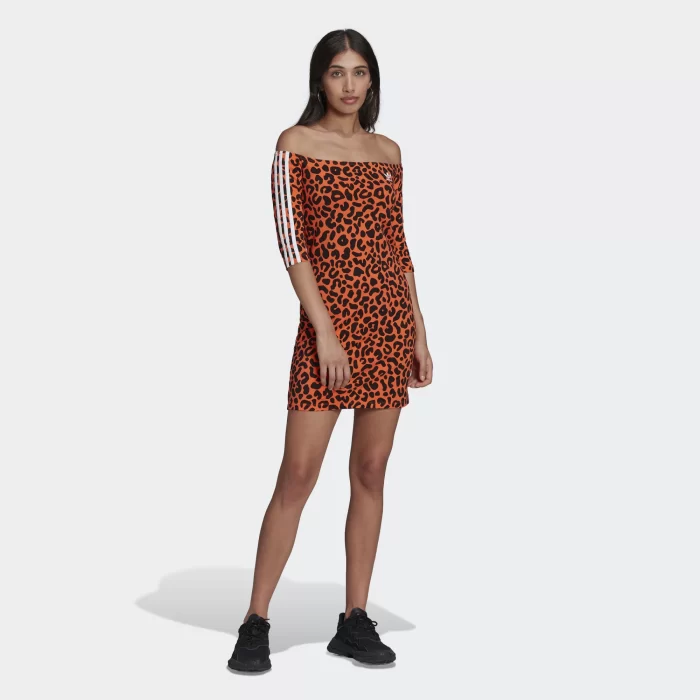 adidas abito donna leopardato arancio nero