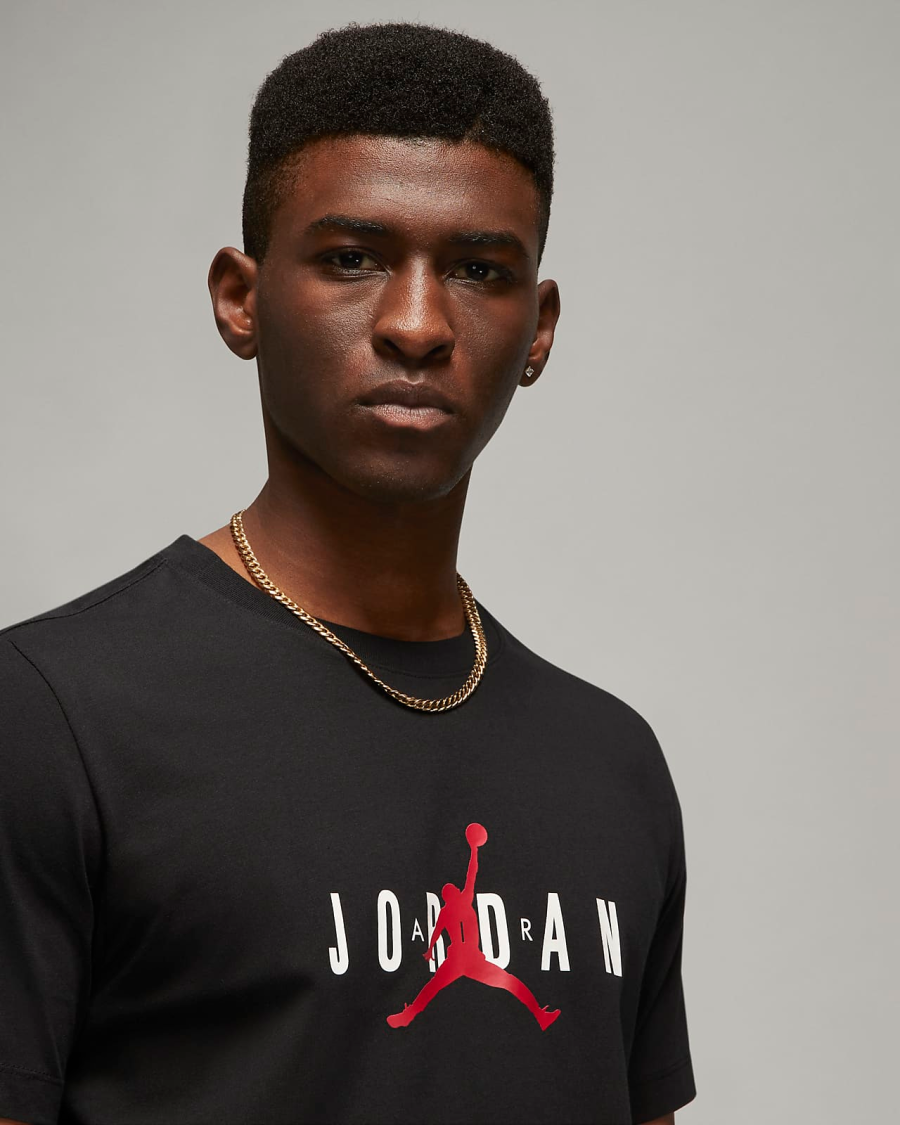 t-shirt jordan uomo black red white