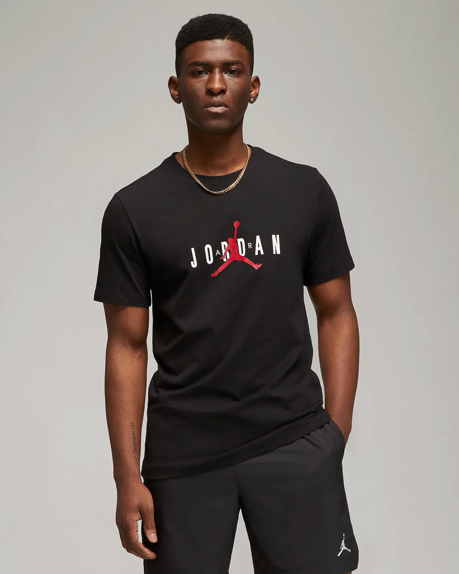 t-shirt jordan uomo black red white