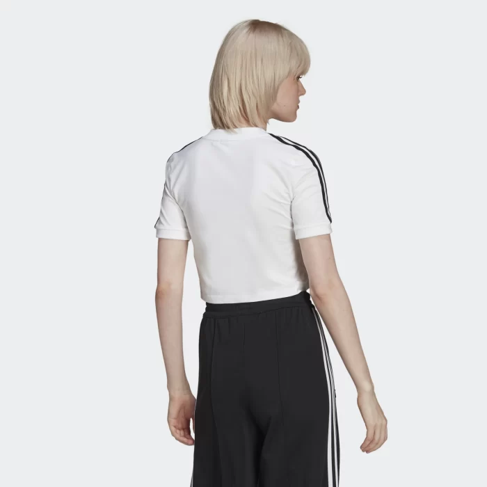 adidas t-shirt cropped donna adicolor bianco nero