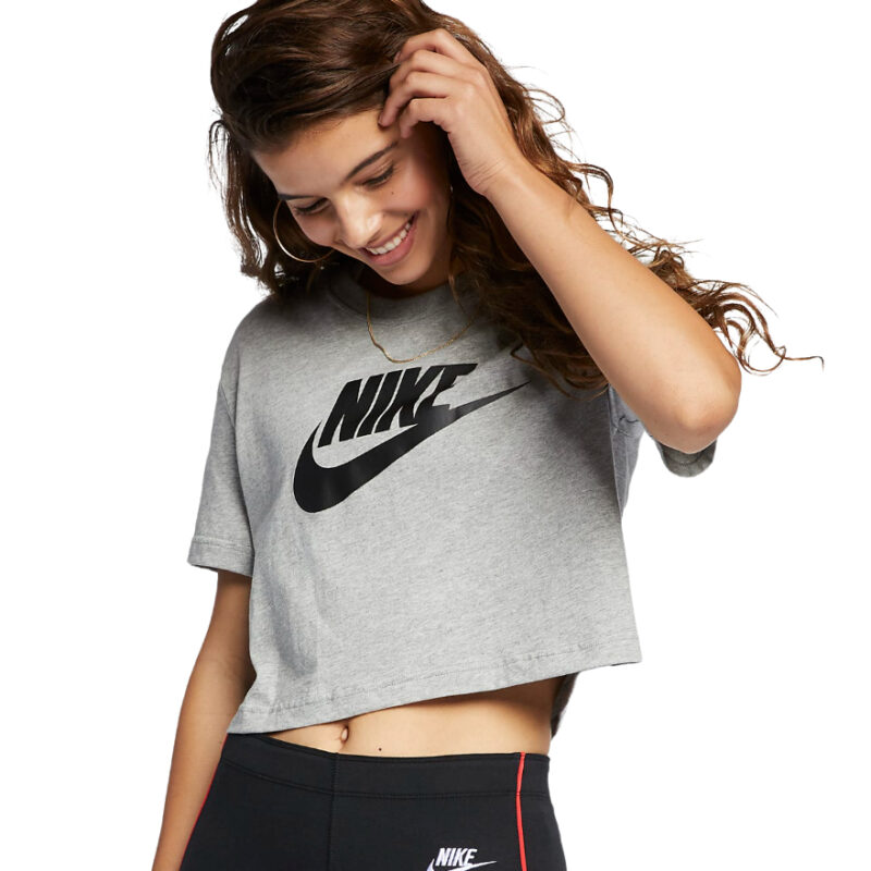 T-shirt cropped Nike donna grigio nero