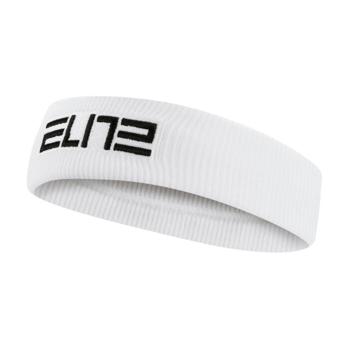 Fascia Nike Elite per la testa in spugna nero e bianco