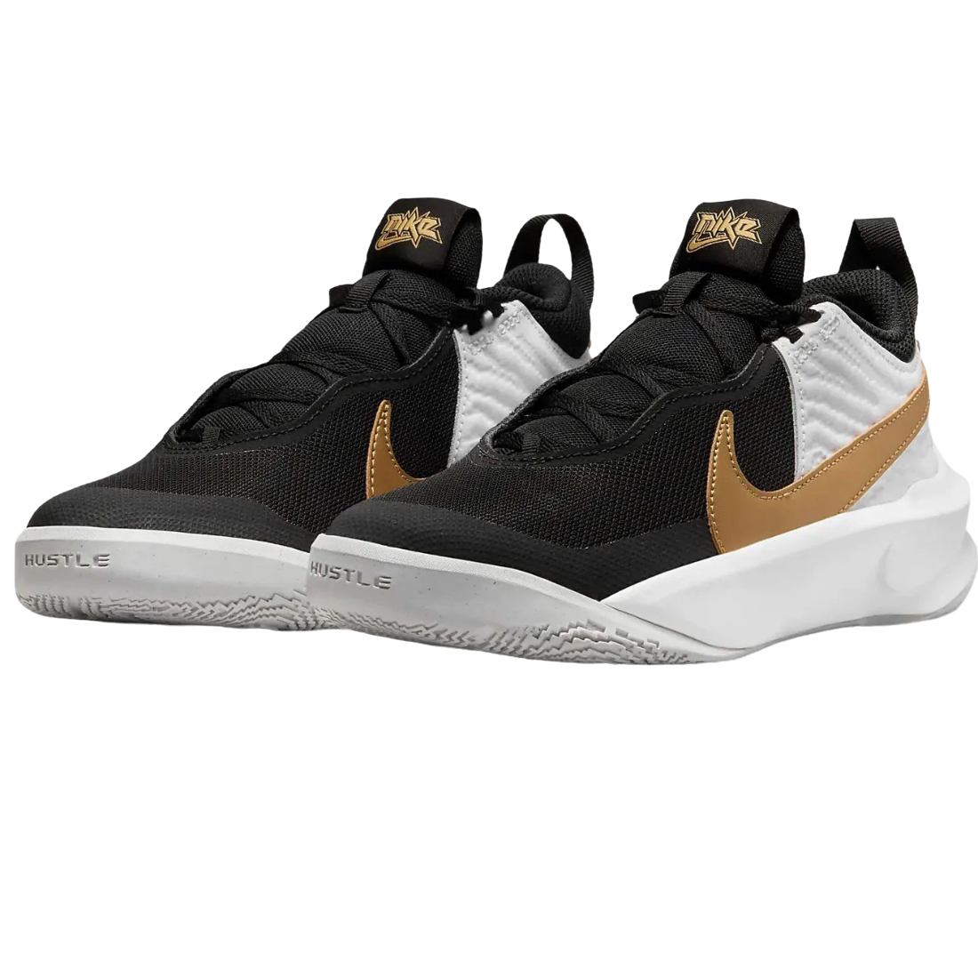 nike team hustle bianco nero oro