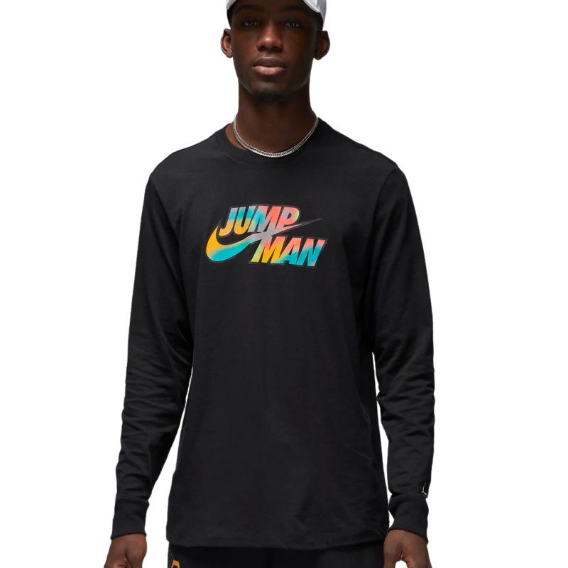Maglia Jordan con scritta Jumpman a manica lunga da uomo colore nero