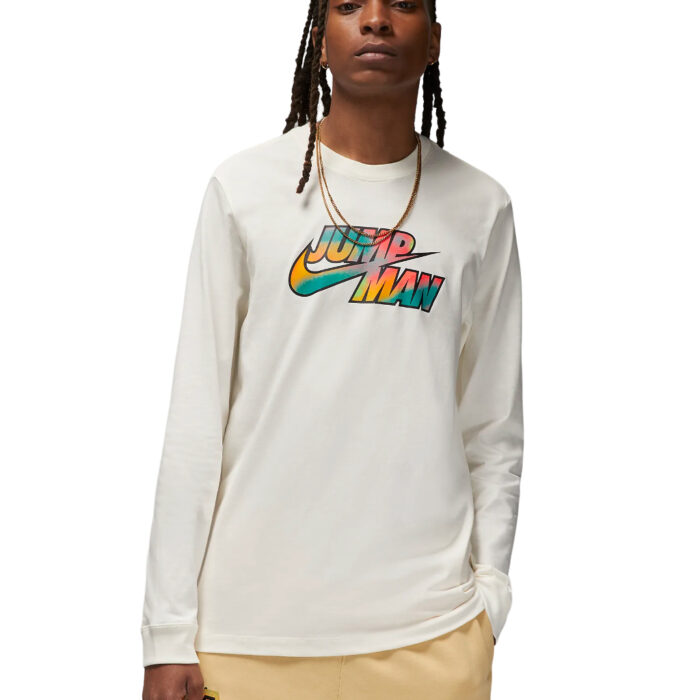 Maglia Jordan con scritta Jumpman a manica lunga da uomo colore bianco