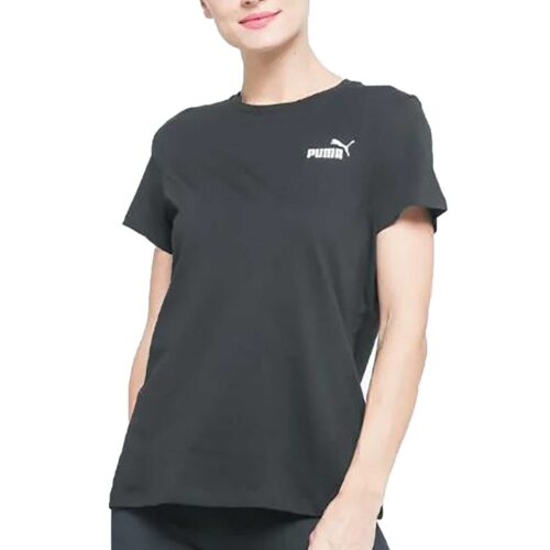 T-shirt puma da donna con logo piccolo nera