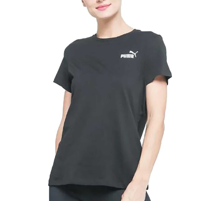 T-shirt puma da donna con logo piccolo nera