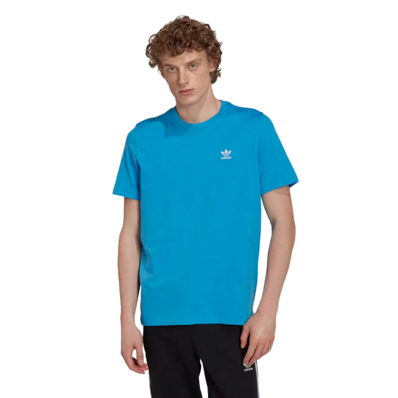 T-shirt azzurra adidas trifoglio piccolo da uomo