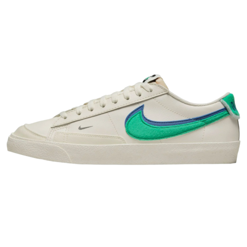 Nike Blazer bassa con doppio swoosh, colore bianco blu e verde 