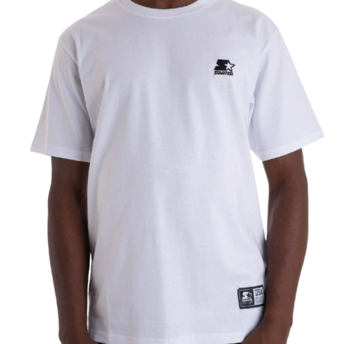 T-shirt da uomo Starter con logo ricamato bianca