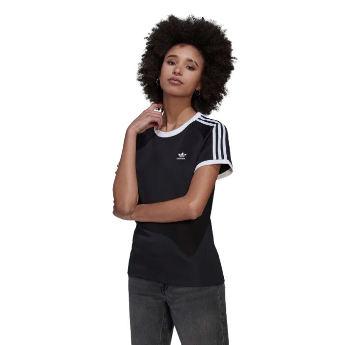 T-shirt adidas 3 bande nera da donna