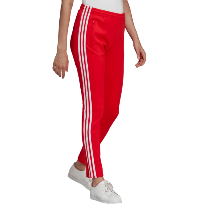 Pantaloni 3 strisce adidas da donna colore rossi e bianchi