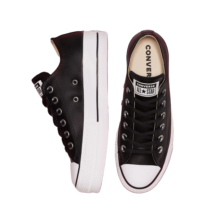 Converse bassa in pelle con platform da donna, colore nero