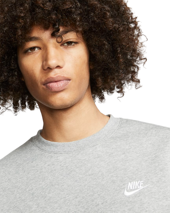 Nike Felpa girocollo grigia con logo classico bianco