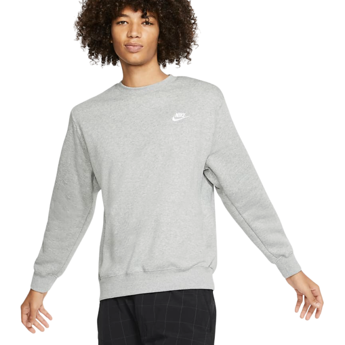 Nike Felpa girocollo grigia con logo classico bianco