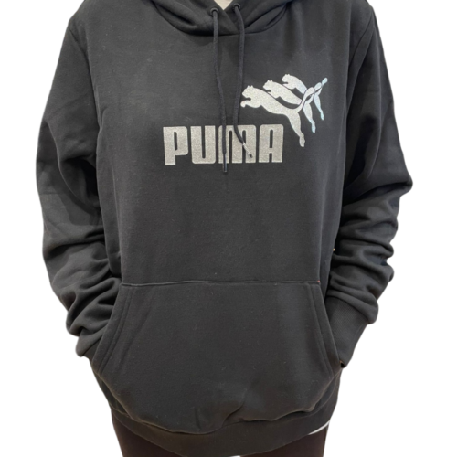 Puma Felpa con cappuccio nera con logo argento