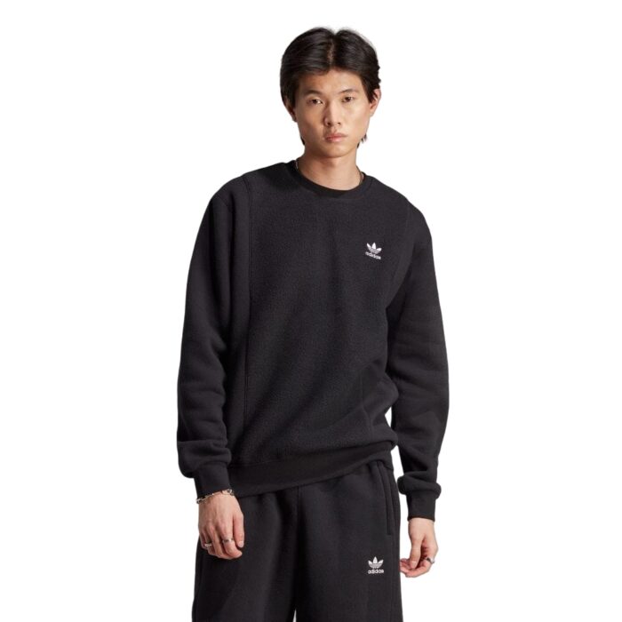 Adidas Essentials Trefoil Reverse Material Crew - Black