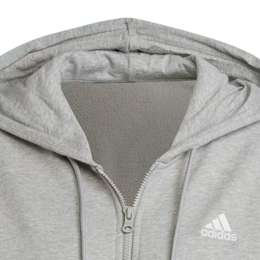 Adidas Felpa Con Cappuccio 3-Stripes French Terry Regular Full-Zip - Grey/White - immagine 5