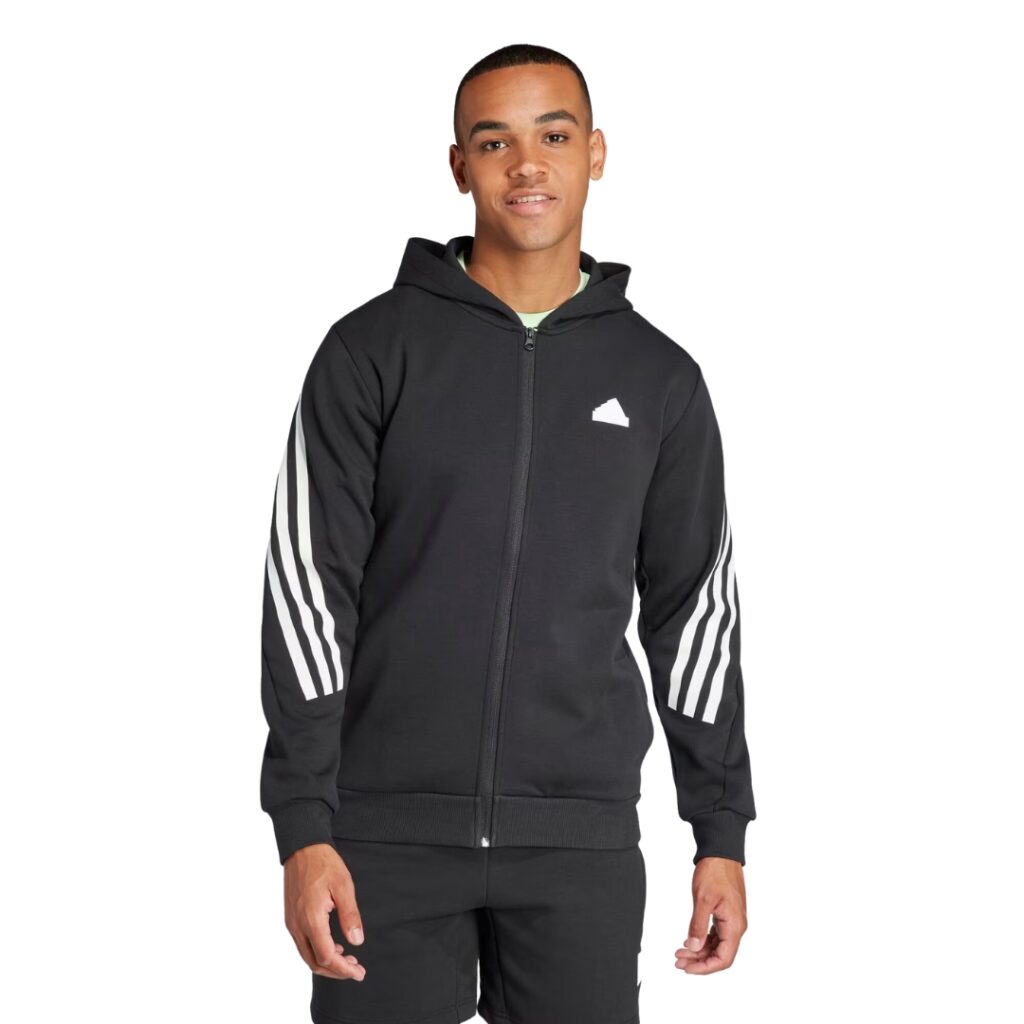 Adidas Felpa Con Cappuccio Future Icons 3-Stripes Full-Zip - Black/White