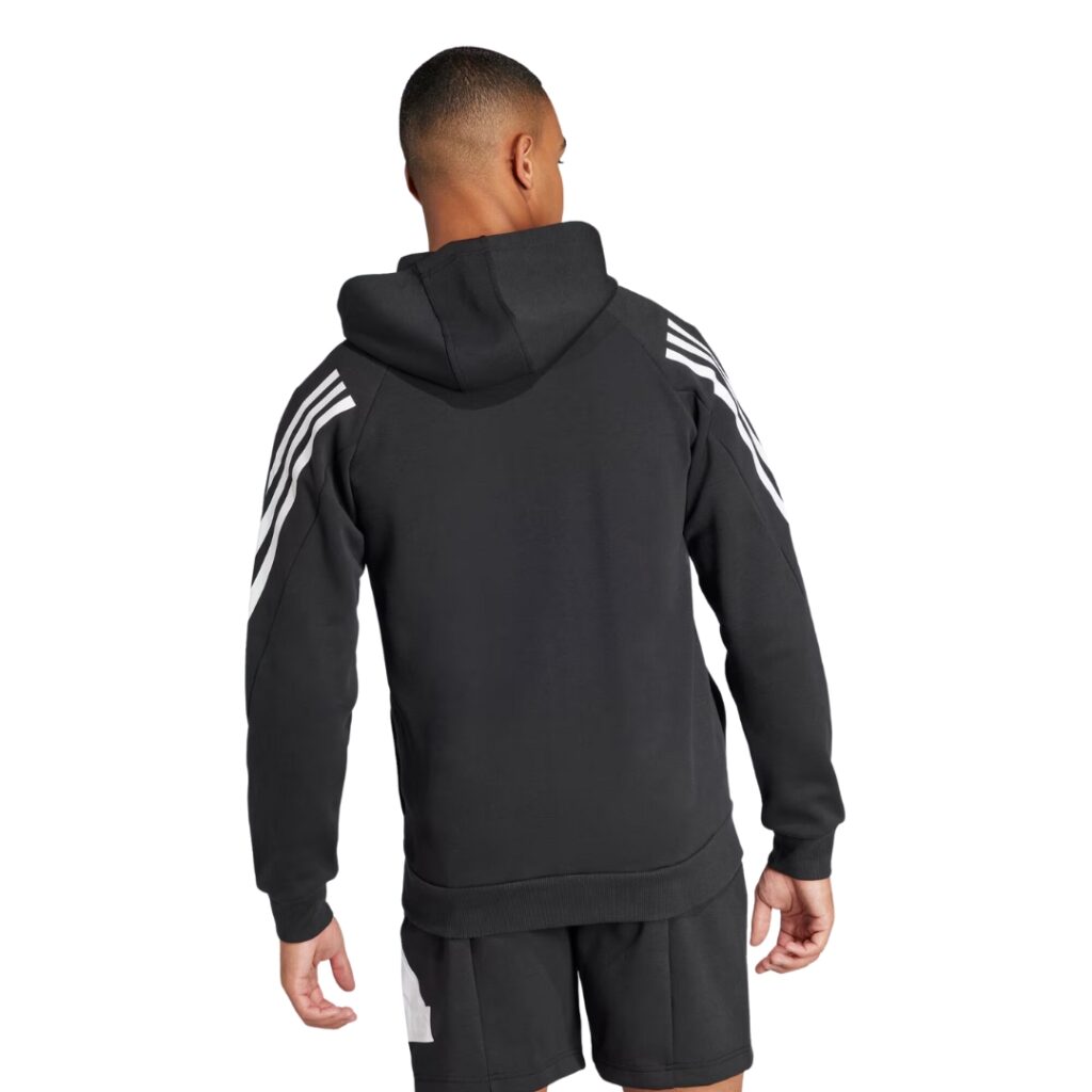 Adidas Felpa Con Cappuccio Future Icons 3-Stripes Full-Zip - Black/White - immagine 3