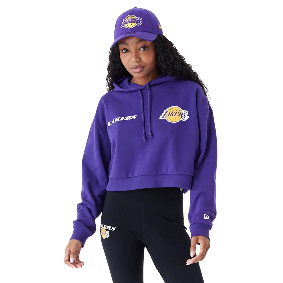Felpa Crop LA Lakers Logo Purple Spedizione Gratuita