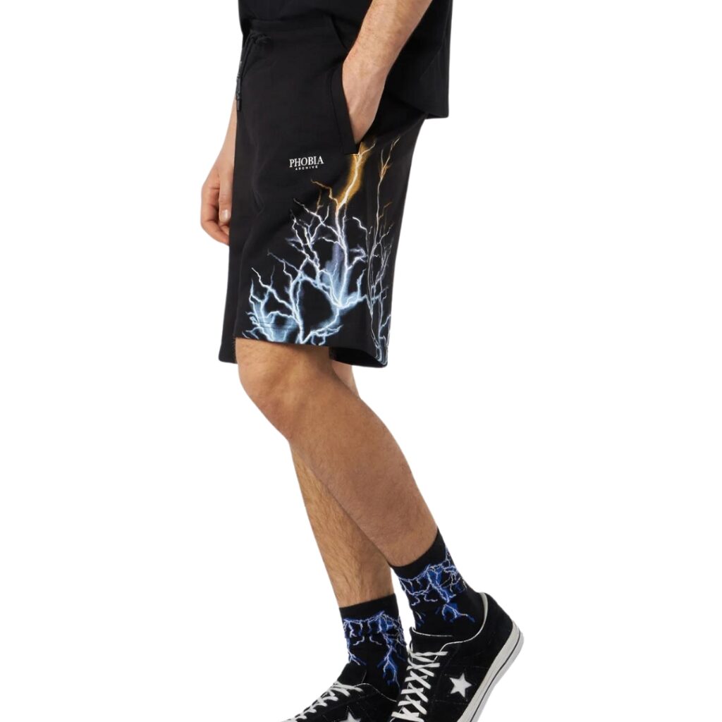 Phobia Shorts Bicolor Lightning Print - Black/Blue/Yellow
