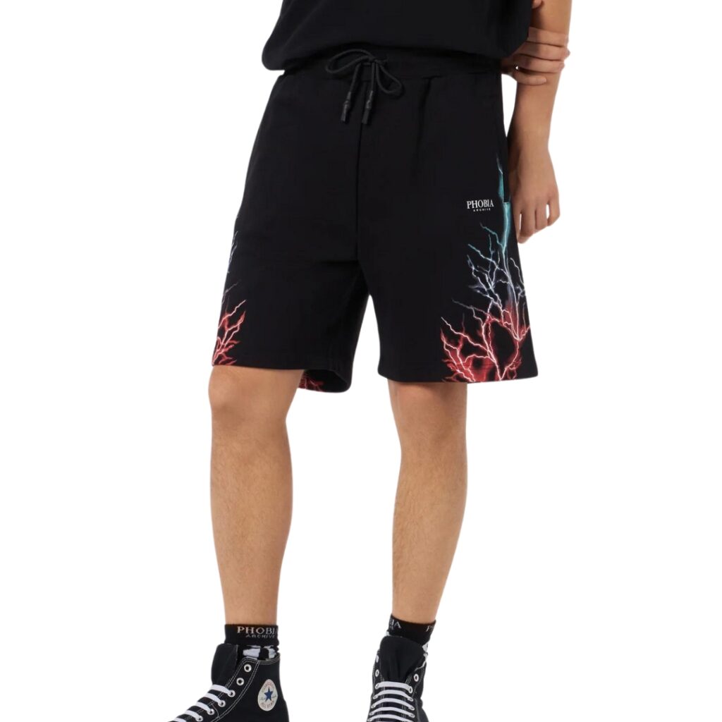 Phobia Shorts Bicolor Lightning Print - Black/Red/Blue