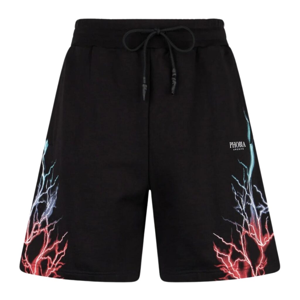 Phobia Shorts Bicolor Lightning Print - Black/Red/Blue - immagine 3