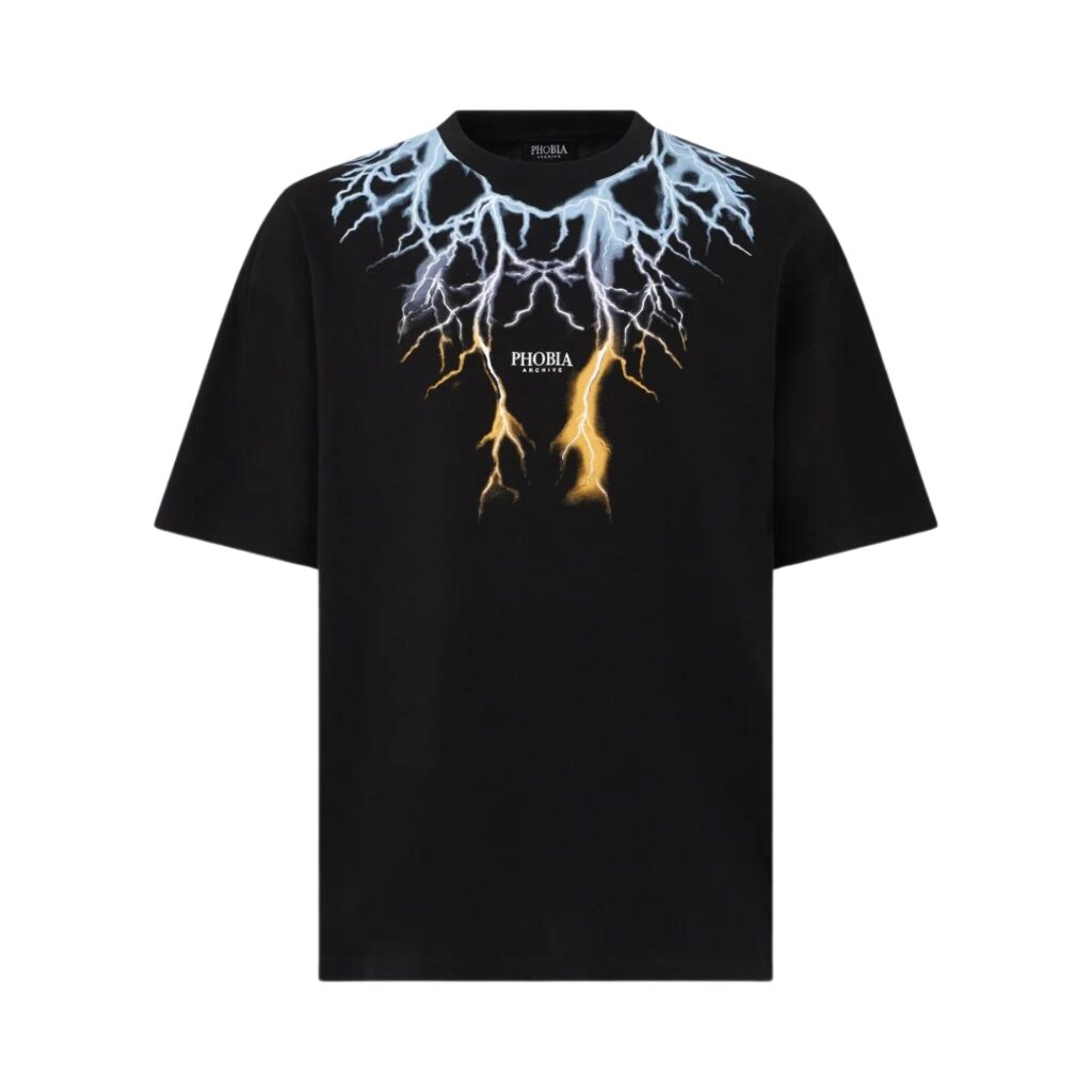 Phobia T-Shirt Bicolor Lightning Print - Black/Blue/Yellow - immagine 2
