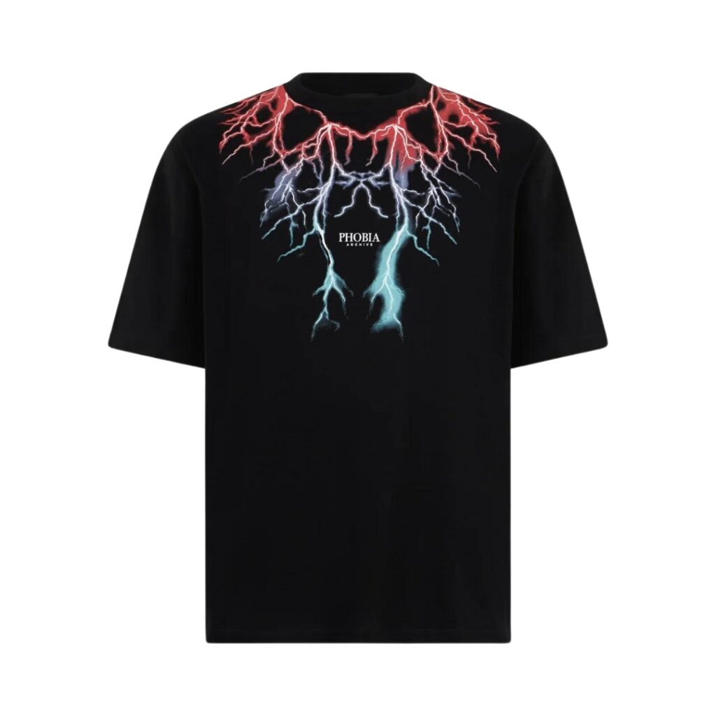 Phobia T-Shirt Bicolor Lightning Print - Black/Red/Blue - immagine 3