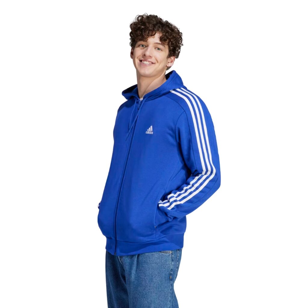 Adidas Felpa Con Cappuccio 3-Stripes Full-Zip - Semi Lucid Blue