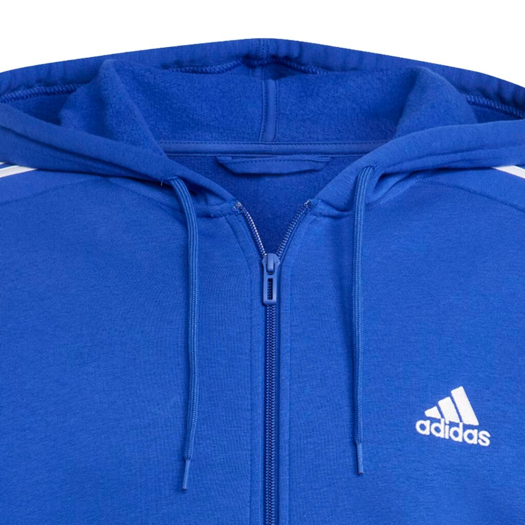 Adidas Felpa Con Cappuccio 3-Stripes Full-Zip - Semi Lucid Blue - immagine 4