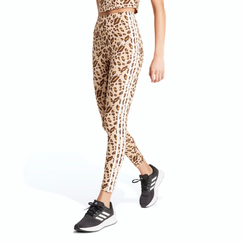 Adidas Leggings 3-Stripes Con Stampa Animalier - Beige/Shadow Brown