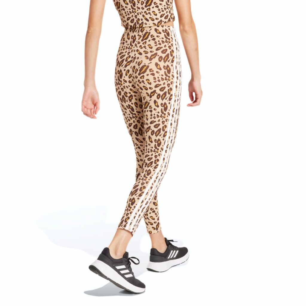 Adidas Leggings 3-Stripes Con Stampa Animalier - Beige/Shadow Brown - immagine 2