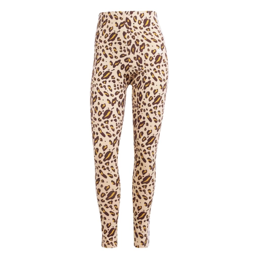 Adidas Leggings 3-Stripes Con Stampa Animalier - Beige/Shadow Brown - immagine 5